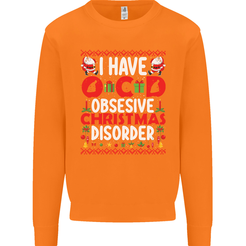 Christmas OCD Funny Xmas Mens Sweatshirt Jumper Orange