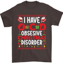 Christmas OCD Funny Xmas Mens T-Shirt Cotton Gildan Dark Chocolate