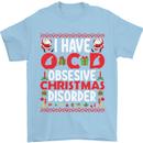 Christmas OCD Funny Xmas Mens T-Shirt Cotton Gildan Light Blue