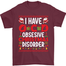 Christmas OCD Funny Xmas Mens T-Shirt Cotton Gildan Maroon