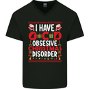Christmas OCD Funny Xmas Mens V-Neck Cotton T-Shirt Black