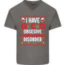 Christmas OCD Funny Xmas Mens V-Neck Cotton T-Shirt Charcoal