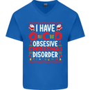Christmas OCD Funny Xmas Mens V-Neck Cotton T-Shirt Royal Blue