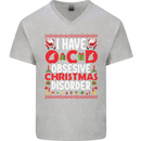 Christmas OCD Funny Xmas Mens V-Neck Cotton T-Shirt Sports Grey