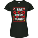 Christmas OCD Funny Xmas Womens Petite Cut T-Shirt Black