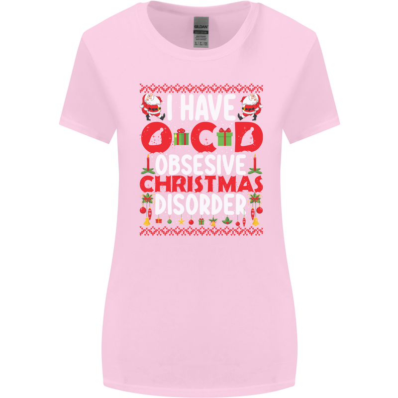 Christmas OCD Funny Xmas Womens Wider Cut T-Shirt Light Pink