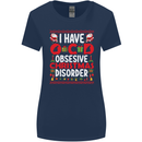 Christmas OCD Funny Xmas Womens Wider Cut T-Shirt Navy Blue