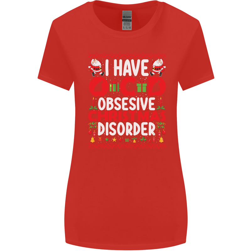 Christmas OCD Funny Xmas Womens Wider Cut T-Shirt Red