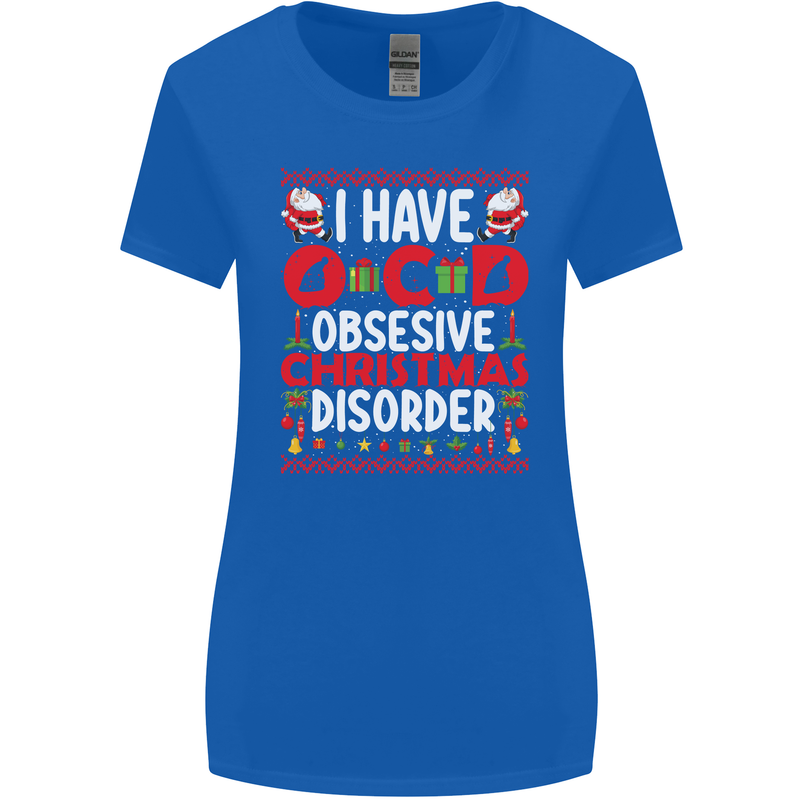 Christmas OCD Funny Xmas Womens Wider Cut T-Shirt Royal Blue
