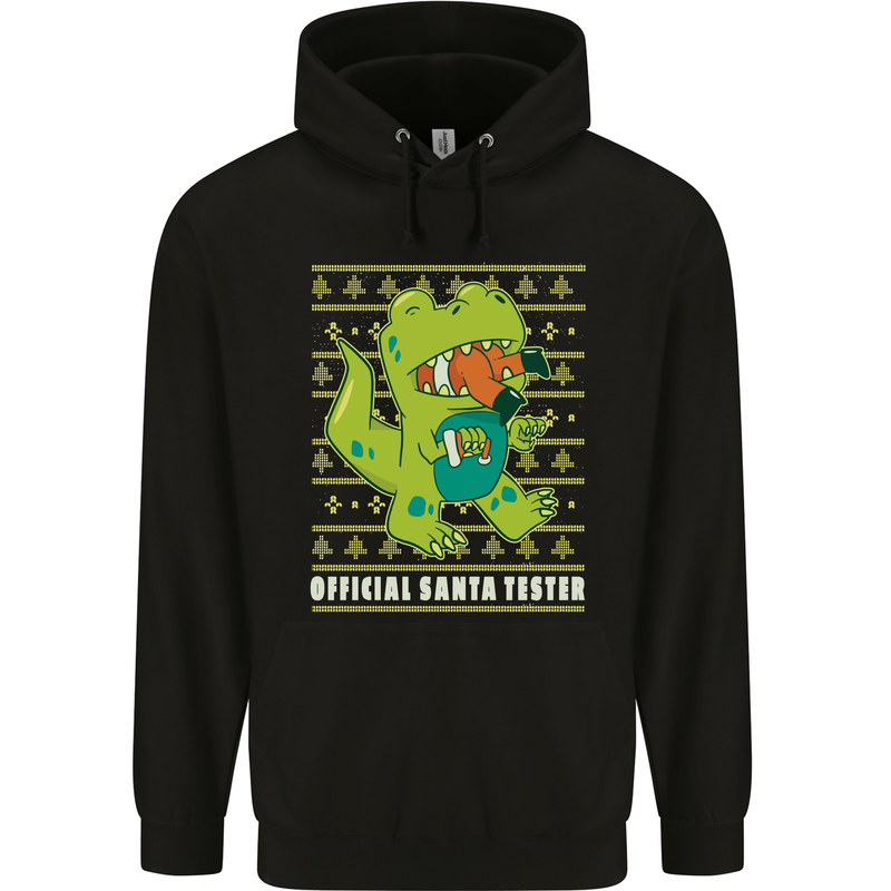 Christmas Official Santa T-Rex Dinosaur Mens 80% Cotton Hoodie Black