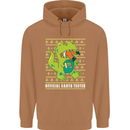 Christmas Official Santa T-Rex Dinosaur Mens 80% Cotton Hoodie Caramel Latte