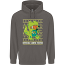 Christmas Official Santa T-Rex Dinosaur Mens 80% Cotton Hoodie Charcoal