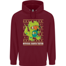 Christmas Official Santa T-Rex Dinosaur Mens 80% Cotton Hoodie Maroon
