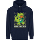 Christmas Official Santa T-Rex Dinosaur Mens 80% Cotton Hoodie Navy Blue
