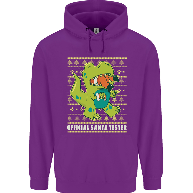 Christmas Official Santa T-Rex Dinosaur Mens 80% Cotton Hoodie Purple