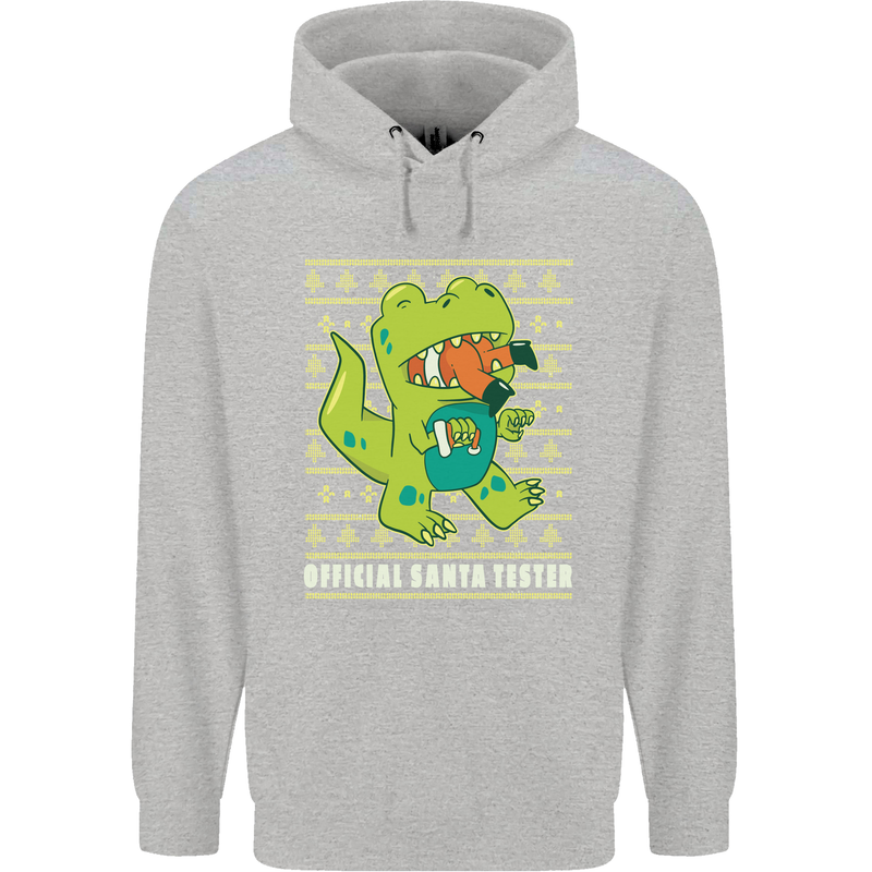 Christmas Official Santa T-Rex Dinosaur Mens 80% Cotton Hoodie Sports Grey