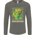 Christmas Official Santa T-Rex Dinosaur Mens Long Sleeve T-Shirt Charcoal