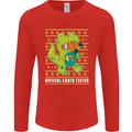 Christmas Official Santa T-Rex Dinosaur Mens Long Sleeve T-Shirt Red