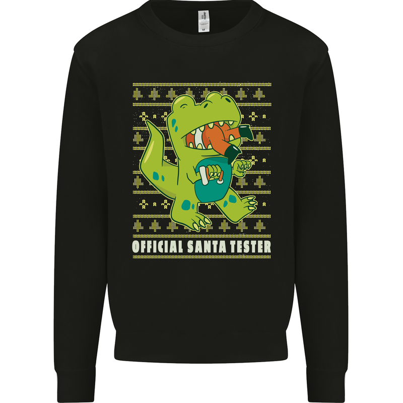 Christmas Official Santa T-Rex Dinosaur Mens Sweatshirt Jumper Black