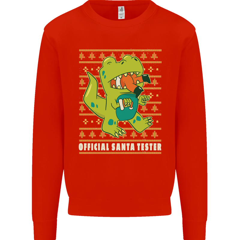 Christmas Official Santa T-Rex Dinosaur Mens Sweatshirt Jumper Bright Red