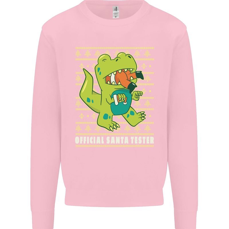 Christmas Official Santa T-Rex Dinosaur Mens Sweatshirt Jumper Light Pink