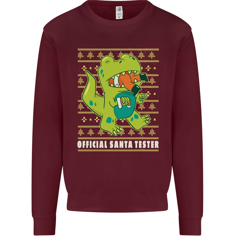 Christmas Official Santa T-Rex Dinosaur Mens Sweatshirt Jumper Maroon