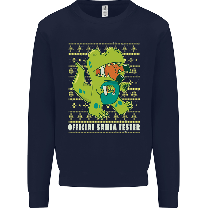 Christmas Official Santa T-Rex Dinosaur Mens Sweatshirt Jumper Navy Blue