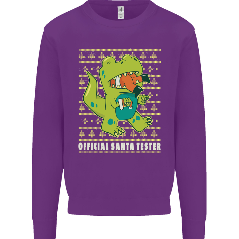 Christmas Official Santa T-Rex Dinosaur Mens Sweatshirt Jumper Purple