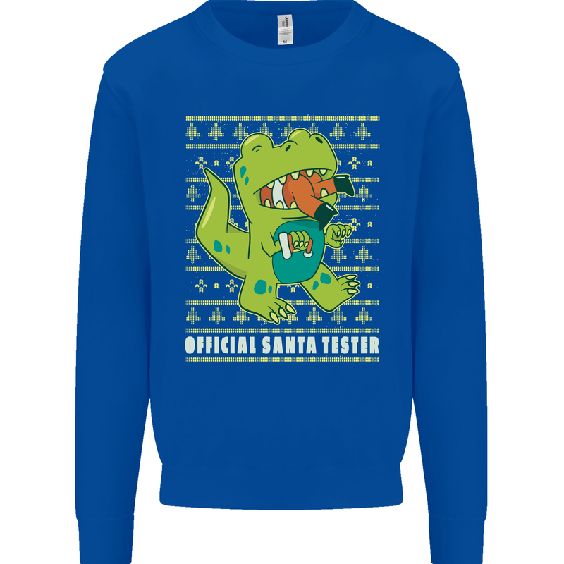 Christmas Official Santa T-Rex Dinosaur Mens Sweatshirt Jumper Royal Blue