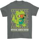 Christmas Official Santa T-Rex Dinosaur Mens T-Shirt Cotton Gildan Charcoal