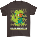 Christmas Official Santa T-Rex Dinosaur Mens T-Shirt Cotton Gildan Dark Chocolate