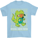 Christmas Official Santa T-Rex Dinosaur Mens T-Shirt Cotton Gildan Light Blue