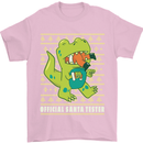 Christmas Official Santa T-Rex Dinosaur Mens T-Shirt Cotton Gildan Light Pink