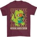 Christmas Official Santa T-Rex Dinosaur Mens T-Shirt Cotton Gildan Maroon