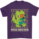 Christmas Official Santa T-Rex Dinosaur Mens T-Shirt Cotton Gildan Purple