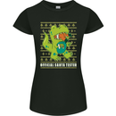 Christmas Official Santa T-Rex Dinosaur Womens Petite Cut T-Shirt Black