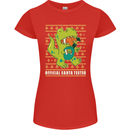 Christmas Official Santa T-Rex Dinosaur Womens Petite Cut T-Shirt Red