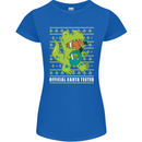 Christmas Official Santa T-Rex Dinosaur Womens Petite Cut T-Shirt Royal Blue