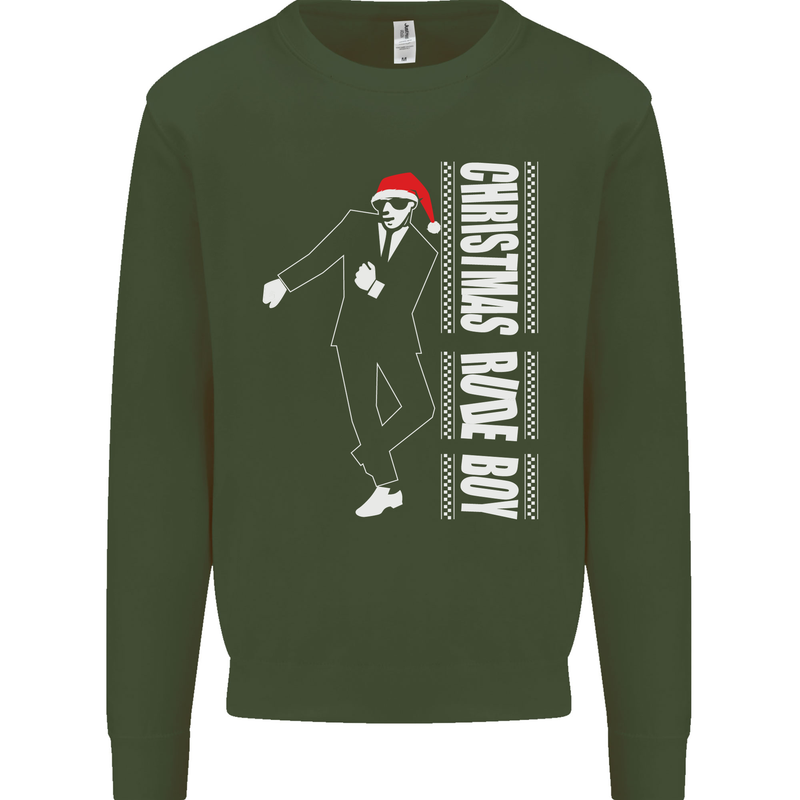 Christmas Original Rude Boy 2Tone 2 Tone Kids Sweatshirt Jumper Forest Green