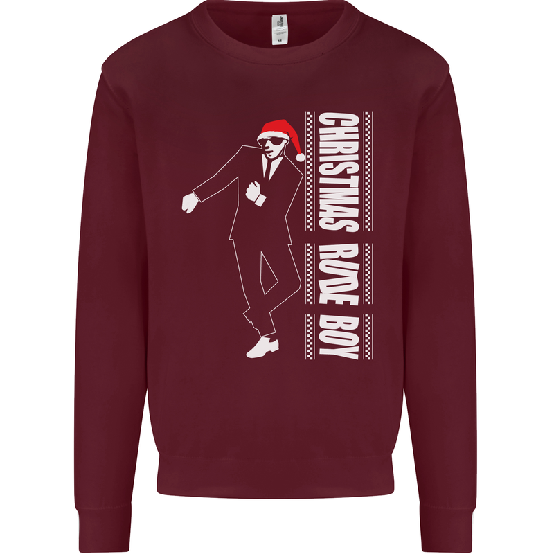 Christmas Original Rude Boy 2Tone 2 Tone Kids Sweatshirt Jumper Maroon