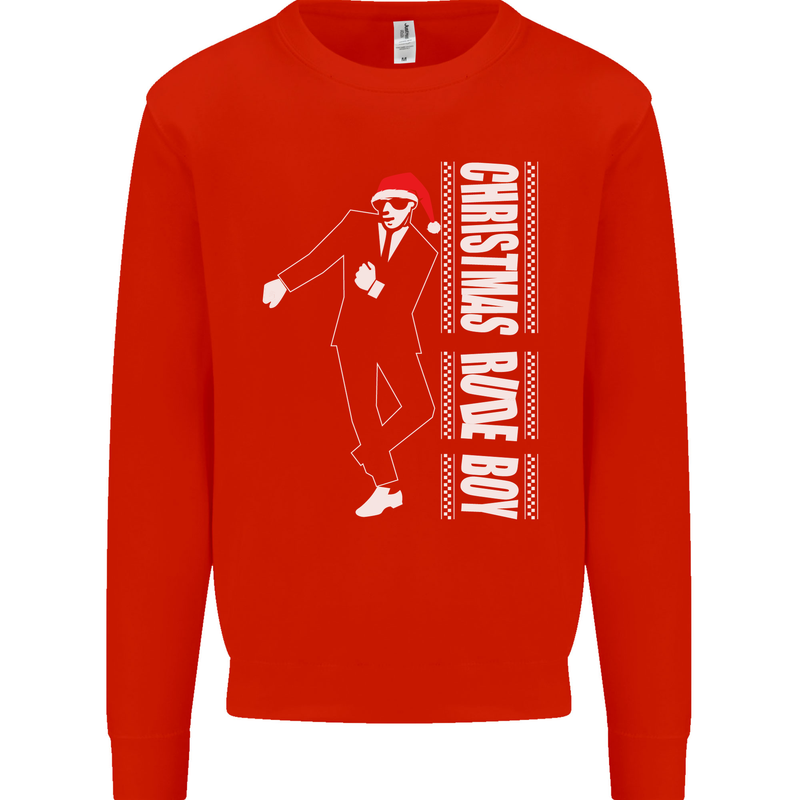 Christmas Original Rude Boy 2Tone 2 Tone Mens Sweatshirt Jumper Bright Red