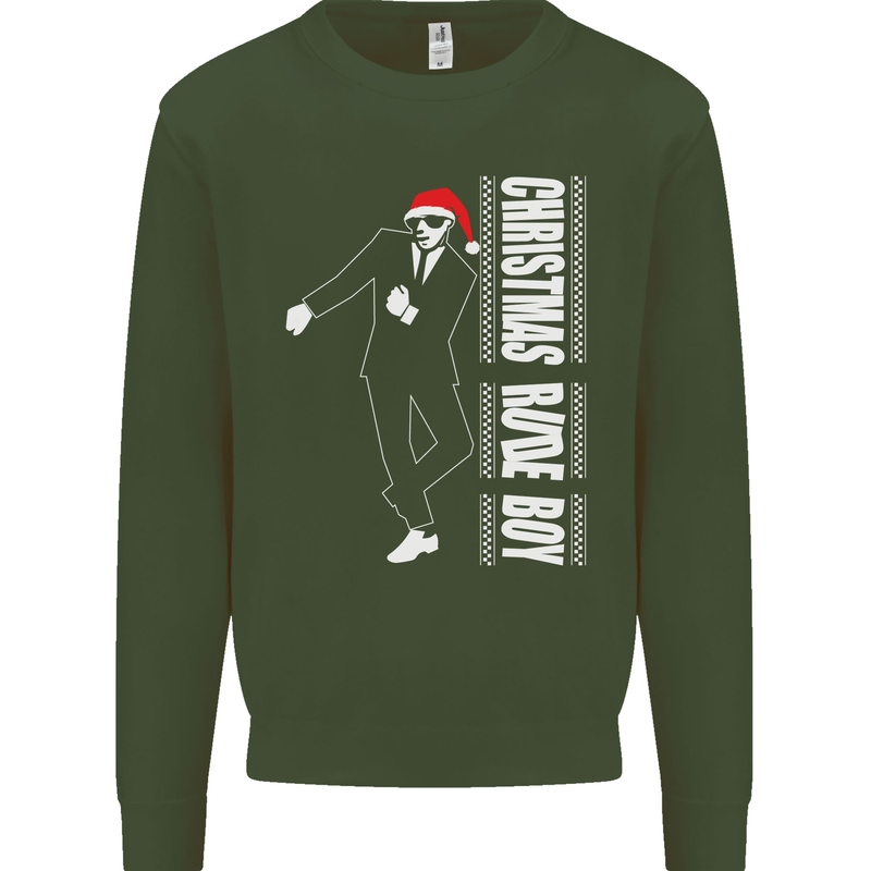 Christmas Original Rude Boy 2Tone 2 Tone Mens Sweatshirt Jumper Forest Green