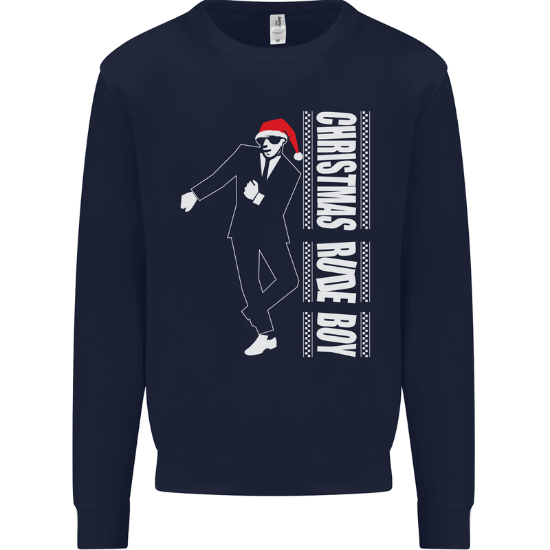Christmas Original Rude Boy 2Tone 2 Tone Mens Sweatshirt Jumper Navy Blue