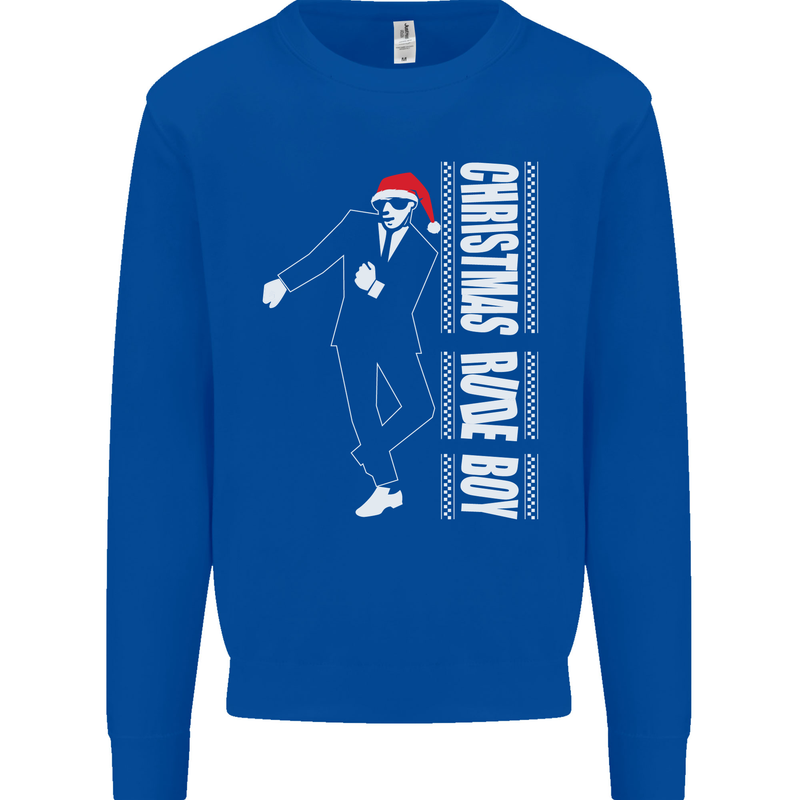 Christmas Original Rude Boy 2Tone 2 Tone Mens Sweatshirt Jumper Royal Blue
