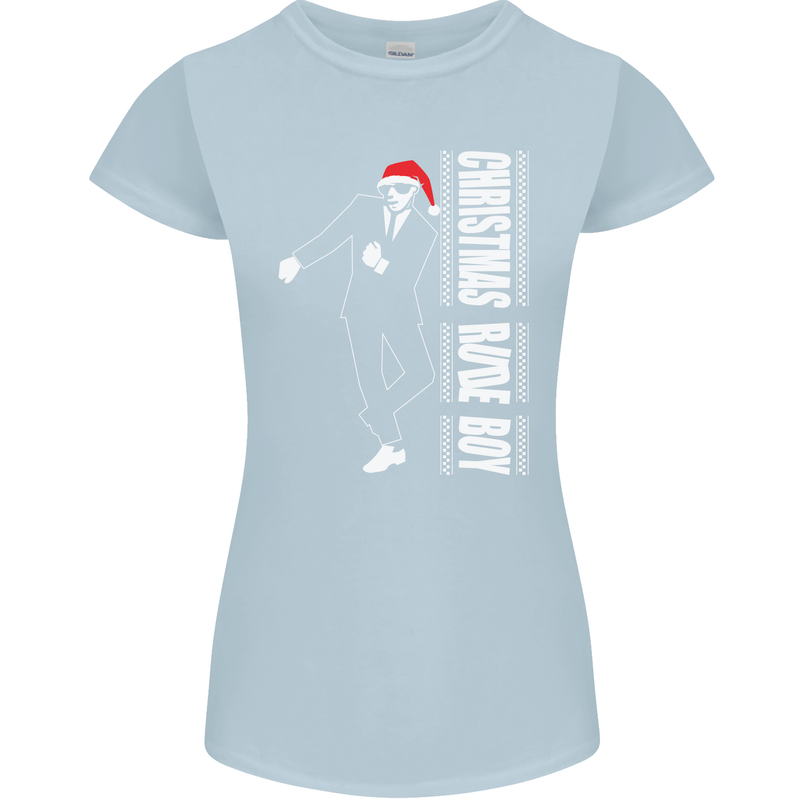 Christmas Original Rude Boy 2Tone 2 Tone Womens Petite Cut T-Shirt Light Blue