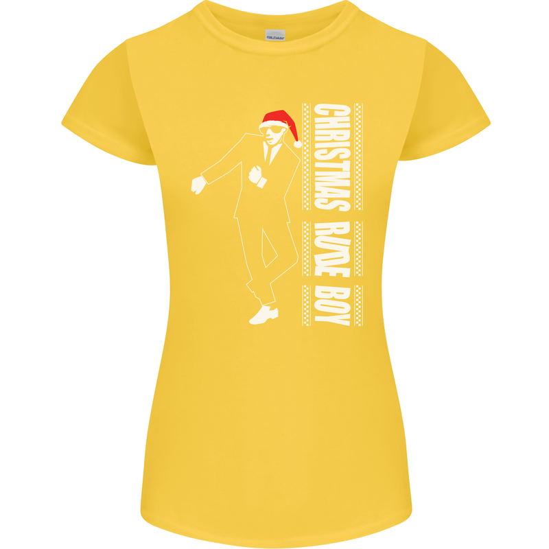 Christmas Original Rude Boy 2Tone 2 Tone Womens Petite Cut T-Shirt Yellow