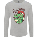 Christmas Papasaurus T-Rex Dinosaur Mens Long Sleeve T-Shirt Sports Grey