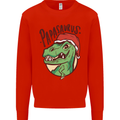 Christmas Papasaurus T-Rex Dinosaur Mens Sweatshirt Jumper Bright Red