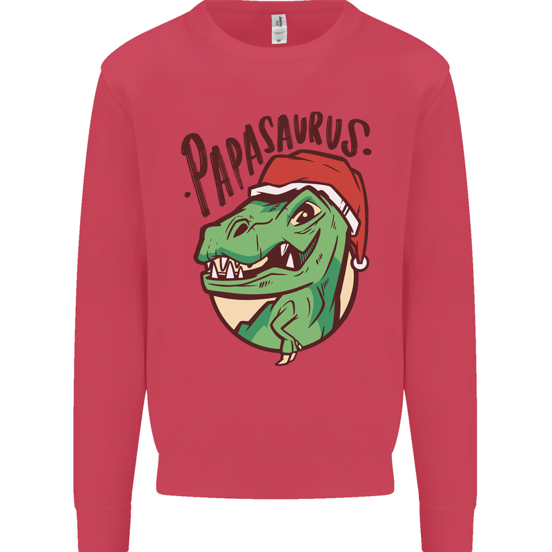 Christmas Papasaurus T-Rex Dinosaur Mens Sweatshirt Jumper Heliconia