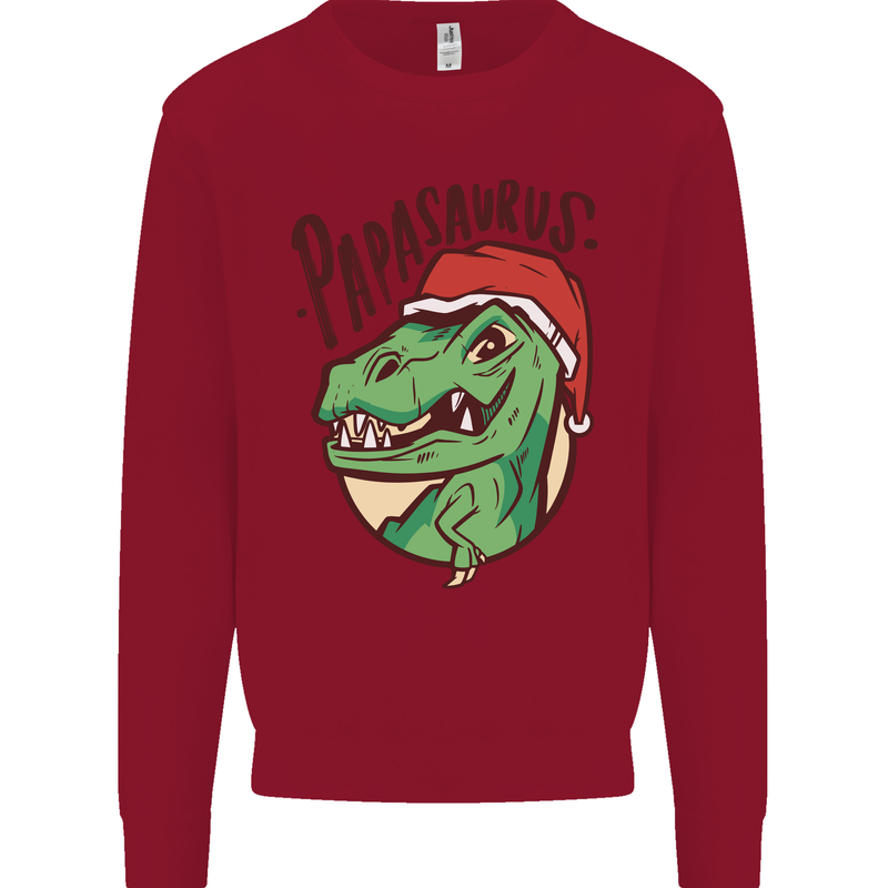 Christmas Papasaurus T-Rex Dinosaur Mens Sweatshirt Jumper Red